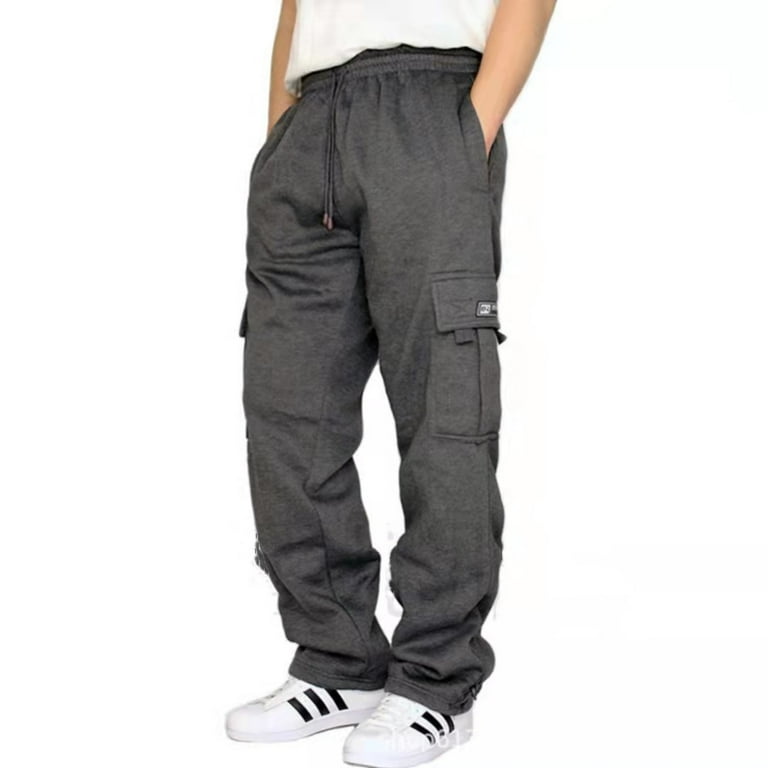 Men s Fleece Lined Sweatpants Baggy Cinch Bottom Lounge Pants Drawstring Casual Athletic Joggers with Pockets Walmart