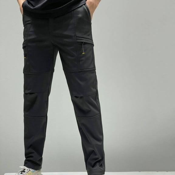 Men's Fleece Lined Sweatpants Ndbuld Winter Outdoor Pants For Men And Women Water Proofing Thickened Mountaineering Ski Pants Black S