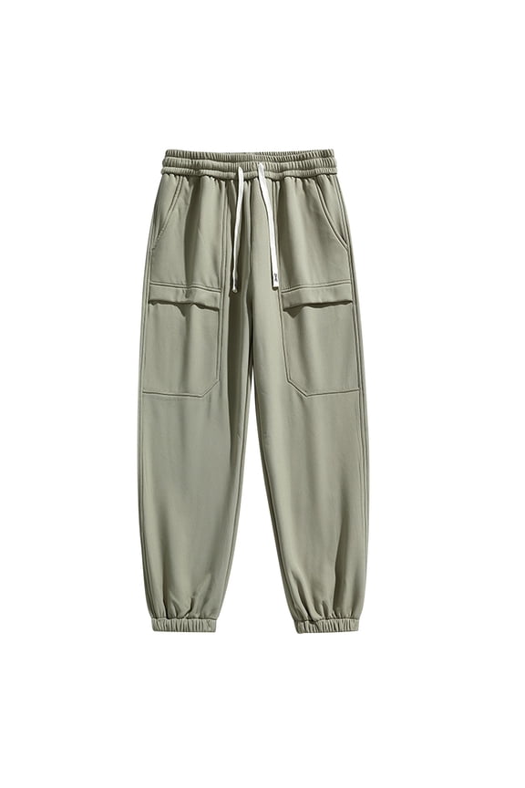 Men's Fleece Lined Sweatpants Outdoors Winter Sports Hiking Joggers Windproof Waterproof Drawstring Trouser Pants (5XL, Army Green)