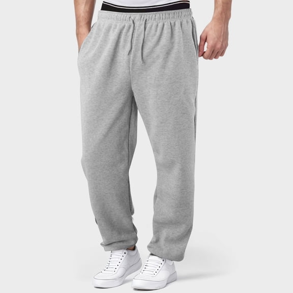 Men's Lined Sweatpants, Wide Straight Leg Joggers Pants with Pockets, High Waisted Yoga Pants for Workout & Casual Comfort