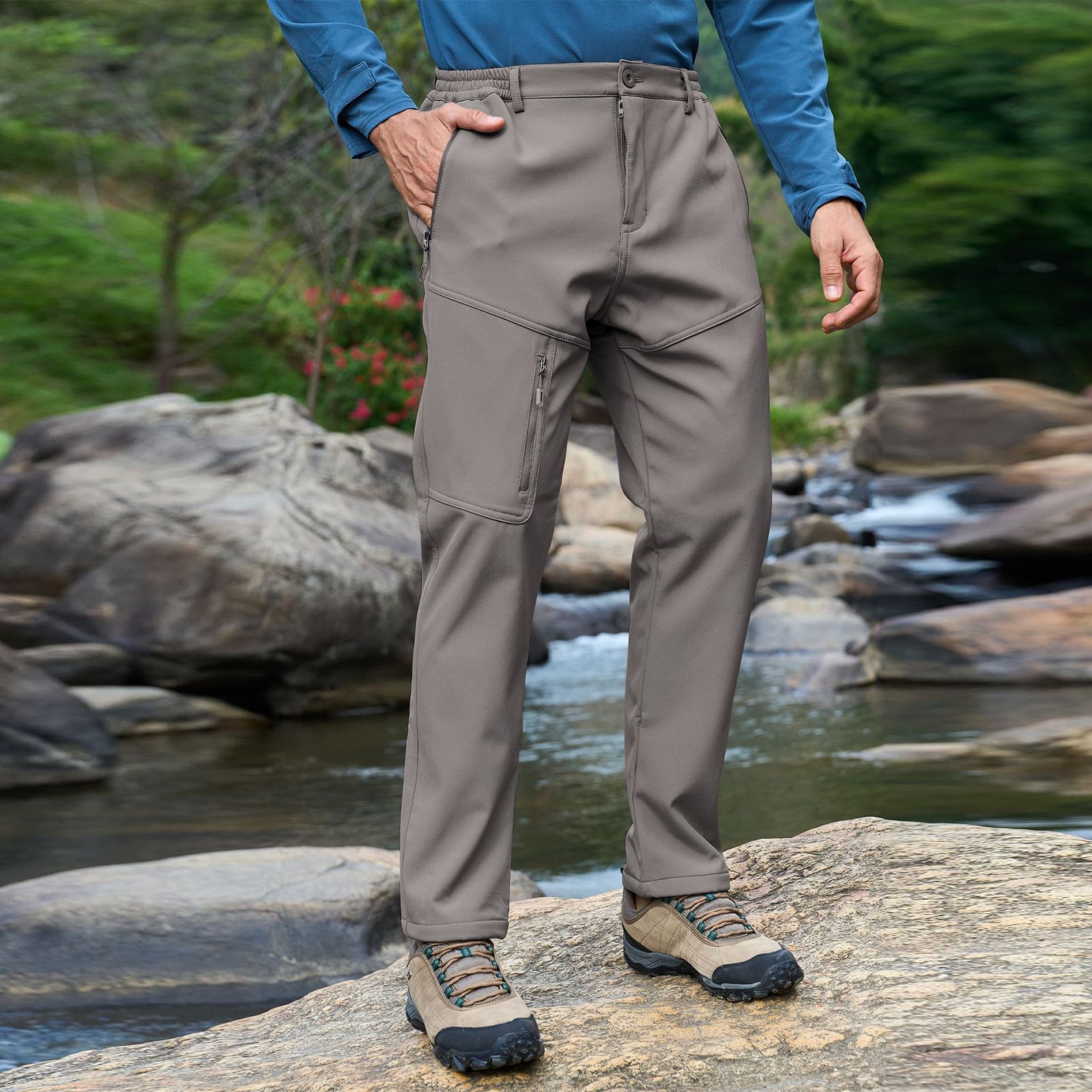 Men's Fleece Lined Tactical Cargo Pants - Insulated Waterproof Ripstop ...