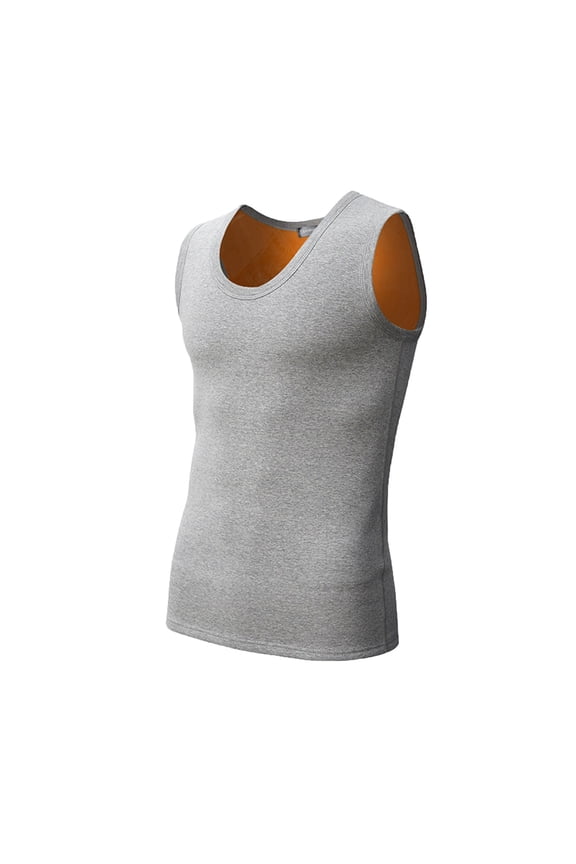 Men's Fleece Lined Tank Top Thermal Base Layer Sweater Vest Sleeveless Crew Neck Pullover Undershirts (5XL, Gray)