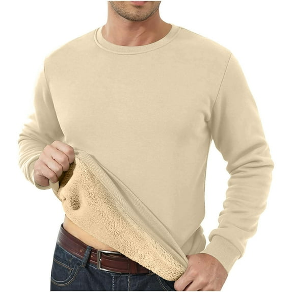 Men's Fleece Lined Thermal Crewneck Sweatshirt, Ultra Soft Warm Winter Pullover, Cozy Casual Long Sleeve Top for Cold Weather