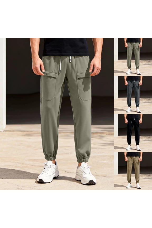 Men's Fleece-Lined Thermal Windproof Hiking Joggers, Winter Warm Cuffed Sweatpants for Cold Weather Outdoor, Camping and Casual Wear,Light Brown,S