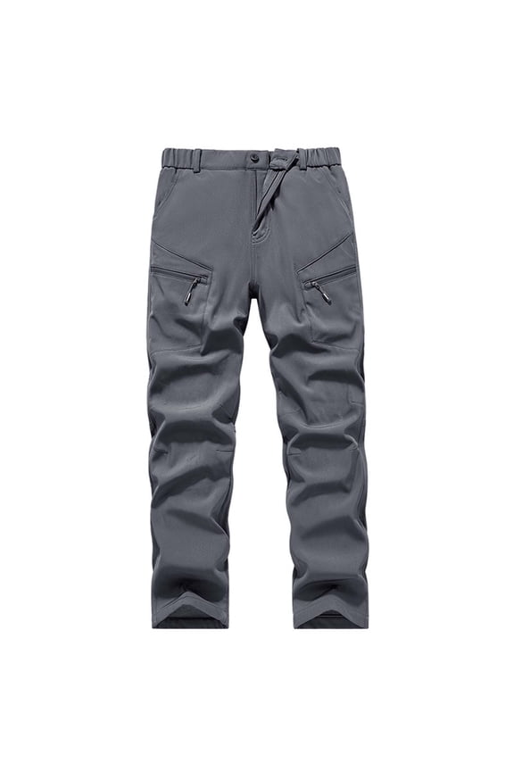 Men's Lined Thickened Casual Pants Winter Outdoor Warm Workwear Trousers Straight Leg Long Pants