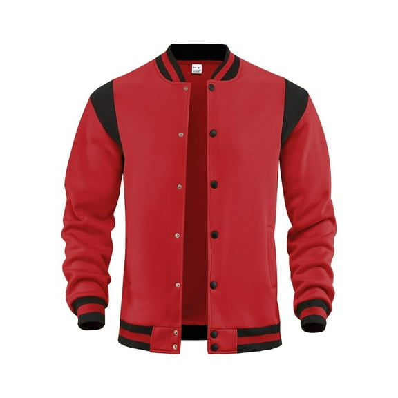 Men's Fleece-Lined Varsity Jacket Causal Slim Fit Cotton Letterman Baseball Bomber Jackets Coat