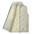 thumbnail image 1 of Men's Fleece Lined Vest Outerwear Sleeveless Stand Collar Full-zip Jackets Winter Thick Warm Lightweight Coat (3XL, Khaki), 1 of 7
