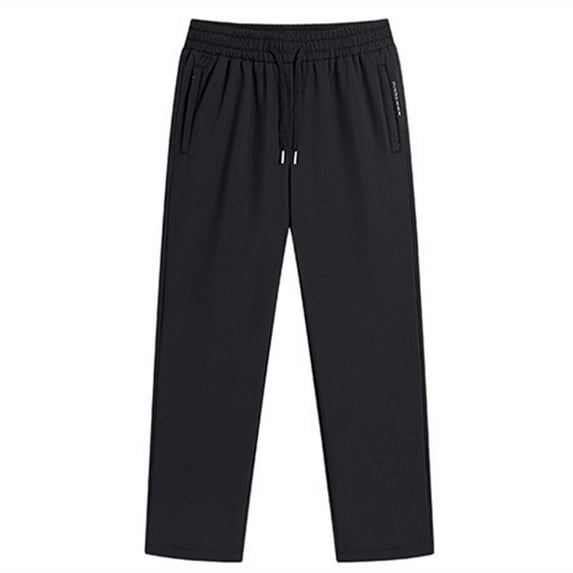 Men's Fleece Lined Warm Pants Solid Color Straight Leg Trousers Workout Athletic Casual Sweatpants