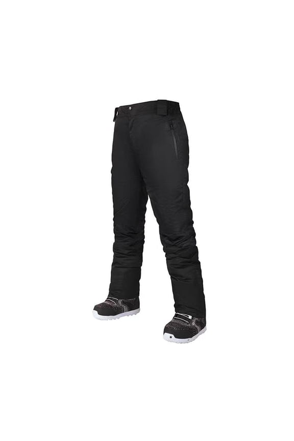 Men's Fleece Lined Water Resistant Ski Snow Pants Thermal Insulated Windproof Outdoor Pants with Zipper Pockets Black L