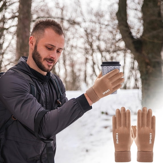 Men's Fleece-Lined Windproof Gloves with Enhanced Grip Thermal Insulation for Skiing Cycling and All-Season Outdoor Activities