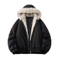 thumbnail image 1 of Men's Fleece Lined Winter Coats Fuzzy Collar and Hood Jackets Thick Warm Quilted Puffer Jacket Coffee XL, 1 of 5
