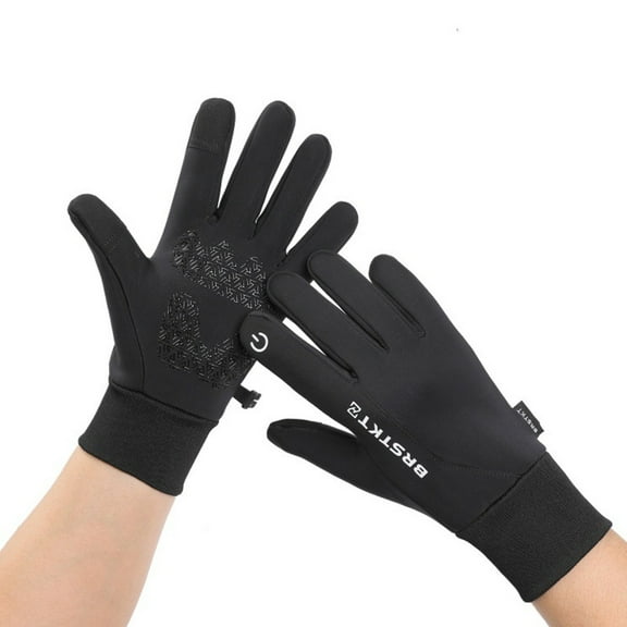 Men's Fleece-Lined Winter Cycling Gloves Warm, Windproof, Waterproof Thin Fleece Lining for Outdoor Sports, Motorcycling, Driving, and Climbing
