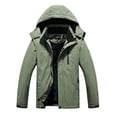 thumbnail image 1 of Men's Fleece Lined Winter Jacket Water Repellent Windbreaker Outdoor Warm Snow Coat with Detachable Hood, 1 of 3