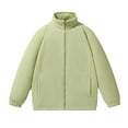 thumbnail image 1 of Men's Fleece Long Sleeve Tops Solid Color Outdoor Stand Up Collar Fleece Coat Casual Full-Zip Jacket, 1 of 2
