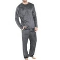 thumbnail image 1 of Men's Fleece Lounge Set Regular Fit - Winter Warm Flannel Pajama 2-Piece | Crew Neck Comfy Pocket Pants, 1 of 5