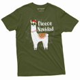 thumbnail image 1 of Men's Fleece Navidad T-shirt Funny Feliz Navidad Merry Christmas Lamma T-shirt Christmas Funny gift (4X-Large Military Green), 1 of 7