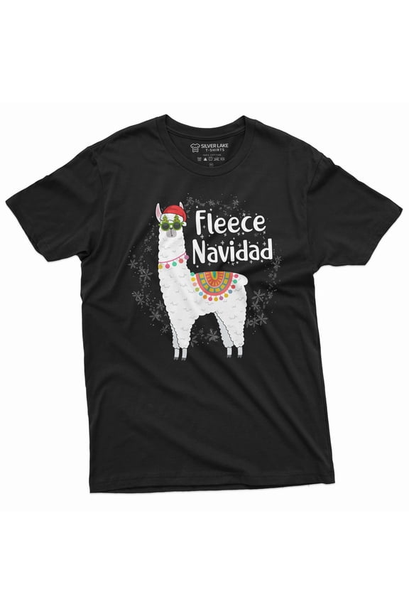 Men's Fleece Navidad T-shirt Funny Feliz Navidad Merry Christmas Lamma T-shirt Christmas Funny gift