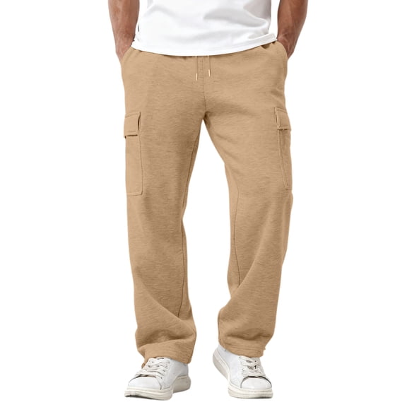 Mens Sweatpants Open Bottom Joggers for Men Multi Pockets Loose Fit Athletic Pants for Running & Casual Wear