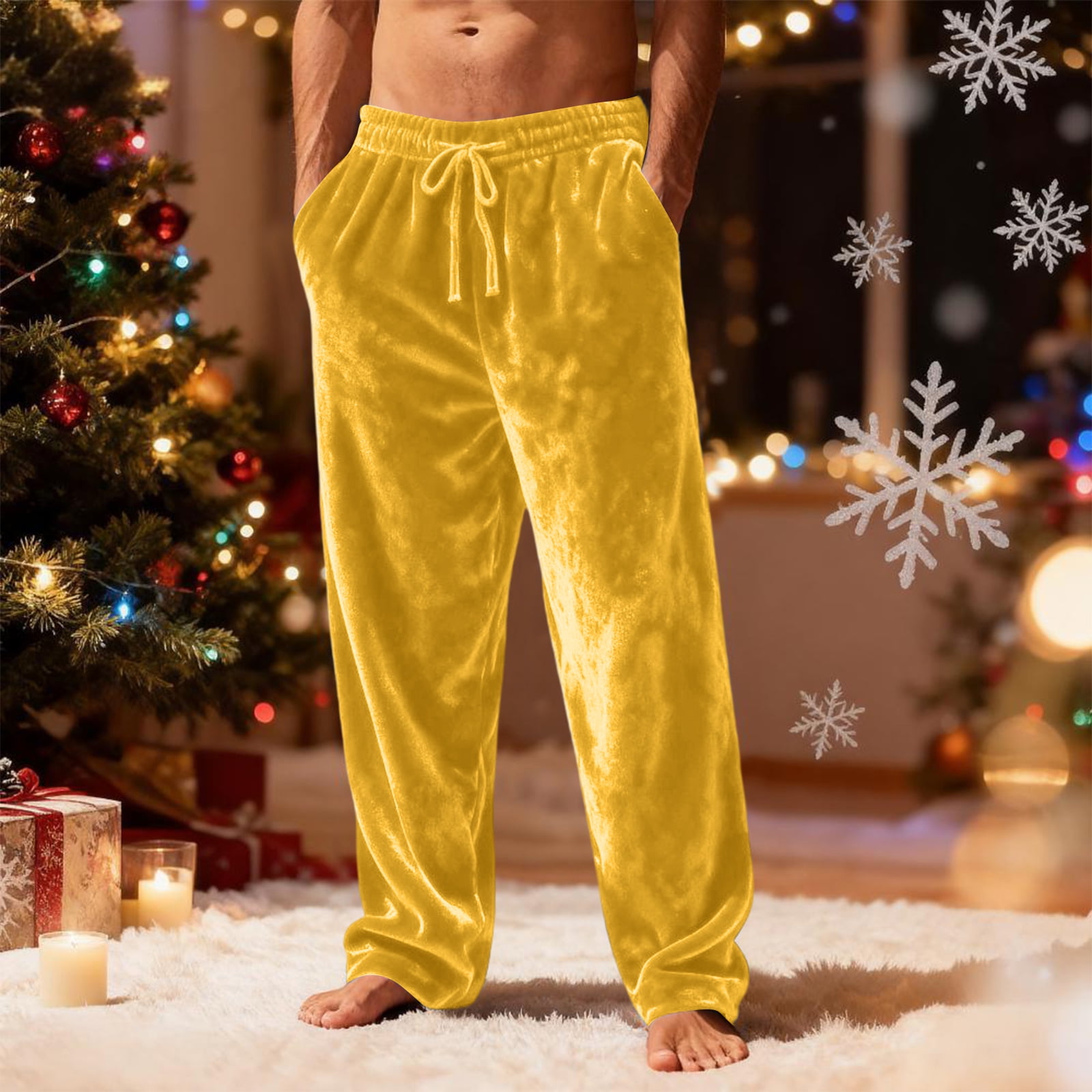 Dwelliawo Men's Fleece Pajama Pants Plush Warm Fleece Lou…