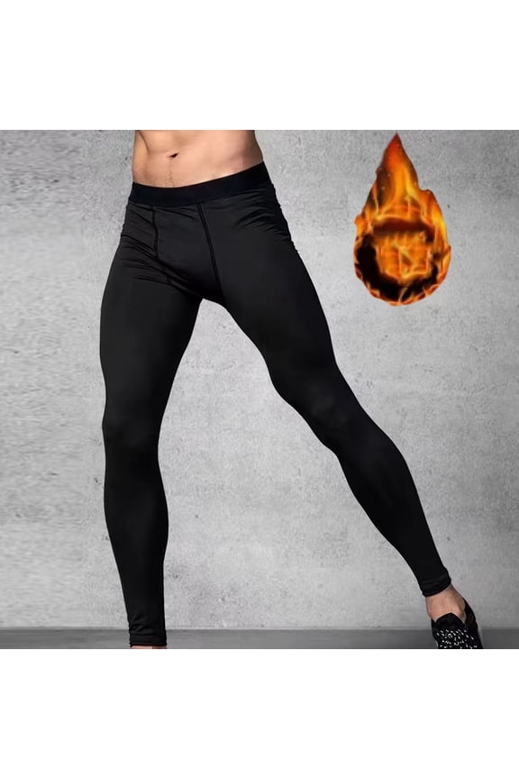 Men's Fleece Pants, Elastic Waist Joggers, Slim Fit Thermal Sweatpants, Warm Stretchy Casual Wear for Gym, Hiking & Daily Winter Essentials | HAODEJW,Black L