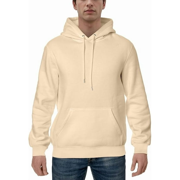 Men's Fleece Poly/Cotton Hoodie Birthday Gift Midweight Hooded Pullover Sweatshirt for Men, Small, Cream