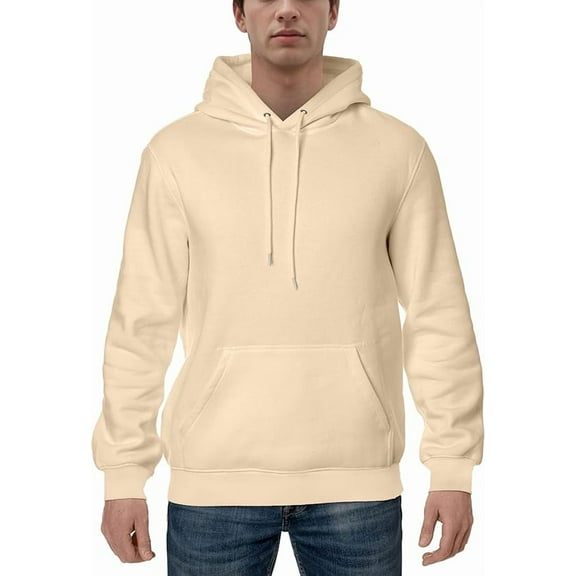 Men's Fleece Poly/Cotton Hoodie Birthday Gift Midweight Hooded Pullover Sweatshirt for Men, Small, Cream