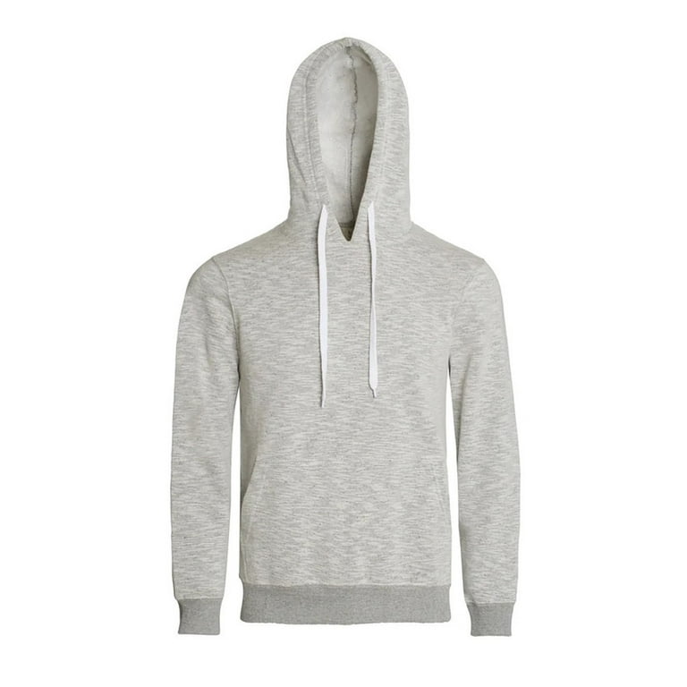 Men s Fleece Pullover Hoodie Long Sleeve Drawstrings 2 Side