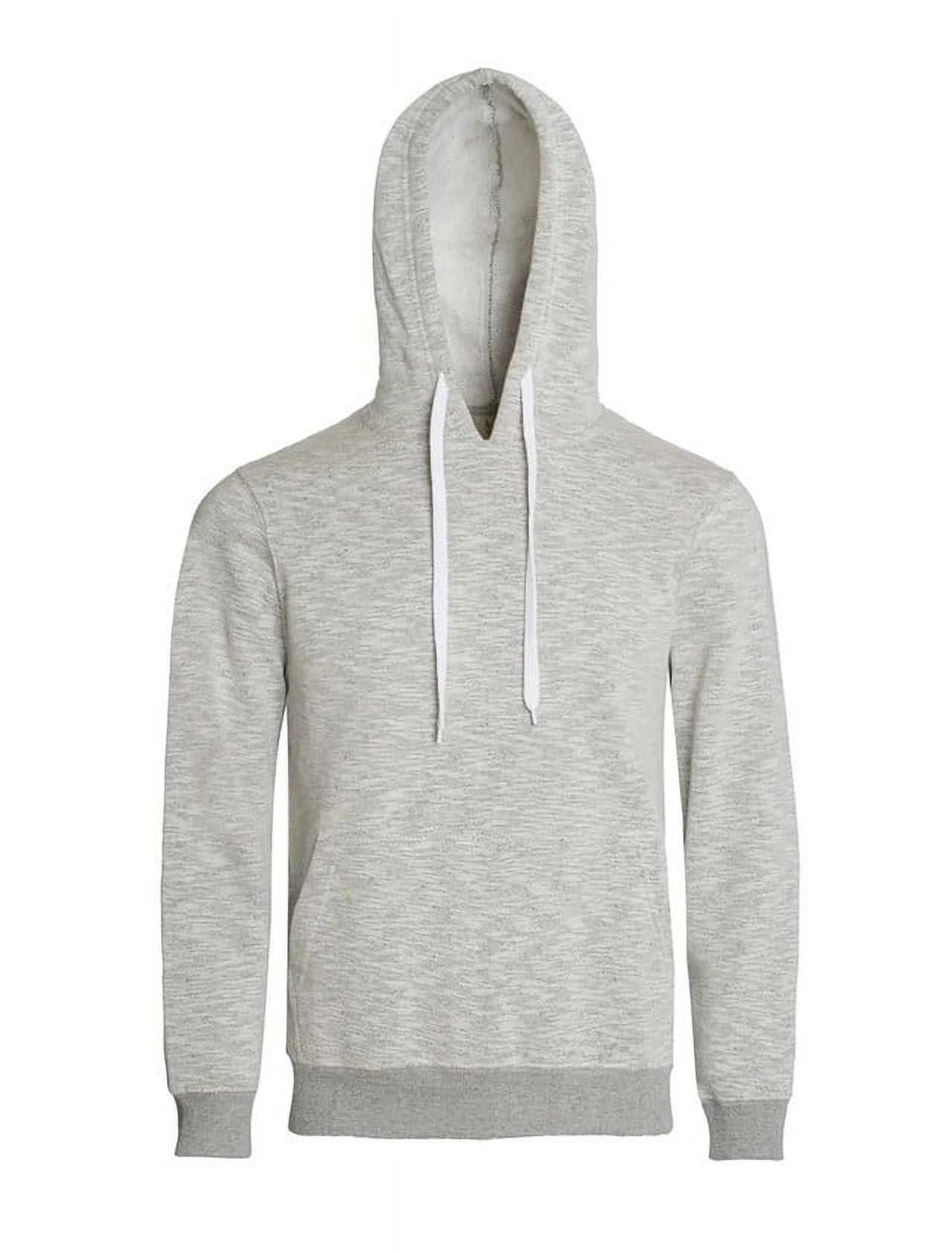Men s Fleece Pullover Hoodie Long Sleeve Drawstrings 2 Side Pockets White XL