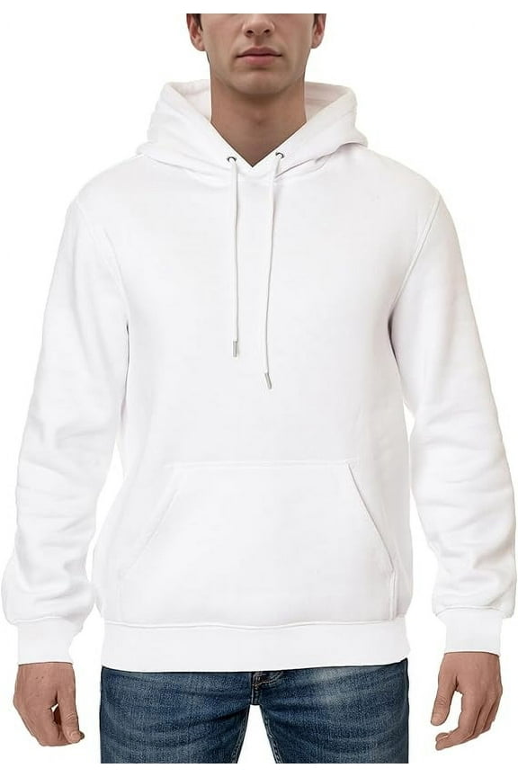 Men's Fleece Pullover Hoodie Loose Fit Ultra Soft Hooded Sweatshirt With Pockets, Large, White
