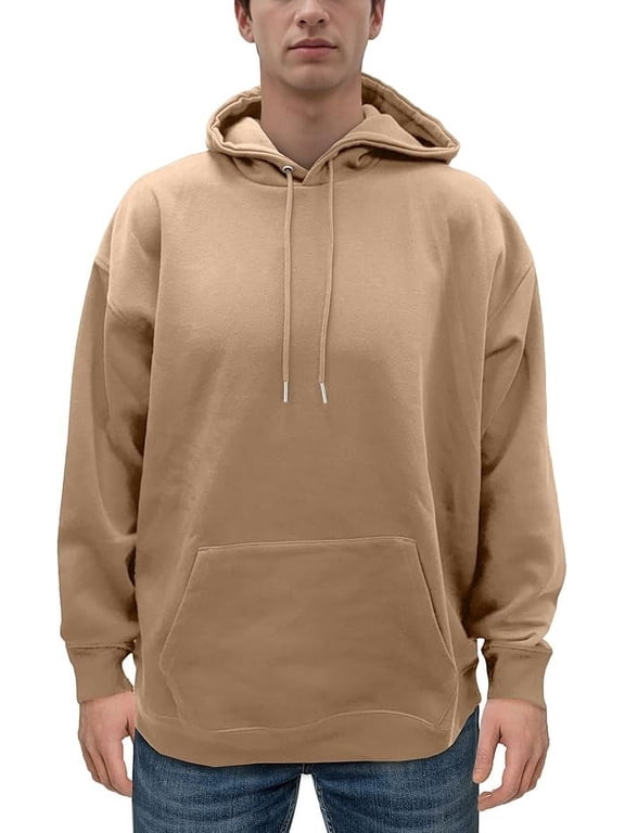 Men's Fleece Pullover Hoodie Loose Fit Ultra Soft Hooded Sweatshirt With Pockets, X-Large, Taupe