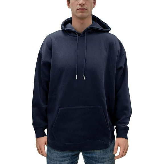 Men's Fleece Pullover Hoodie Loose Fit Ultra Soft Hooded Sweatshirt With Pockets, XX-Large, Navy Blue