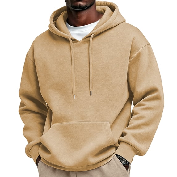 Men’s Fleece Pullover Hoodie – Solid Basic Fall Casual Drawstring Hooded Sweatshirt,M