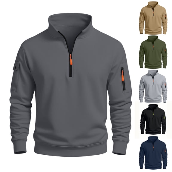 Men's Fleece Round Neck Pullover, Solid Color Hoodie Fleece Jacket for Winter, Outdoor Activities, Camping and Cold Weather Protection,Army Green,2XL