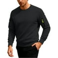 thumbnail image 1 of Men's Fleece Round Neck Pullover with Solid Color Hoodie, Casual Loose Fit for Everyday Wear, Sports, and Leisure Activities,Black,L, 1 of 6
