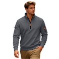 thumbnail image 1 of Men's Fleece Stand Collar Pullover with Solid Color Hoodie, Comfortable Casual Design for Daily Use and Outdoor Adventures,Dark Gray,L, 1 of 5