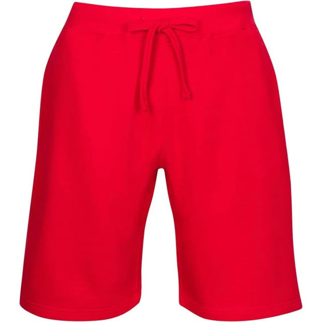 Men's Fleece Sweat Shorts Two Side Pockets Drawstring Solid Shorts Red  Medium
