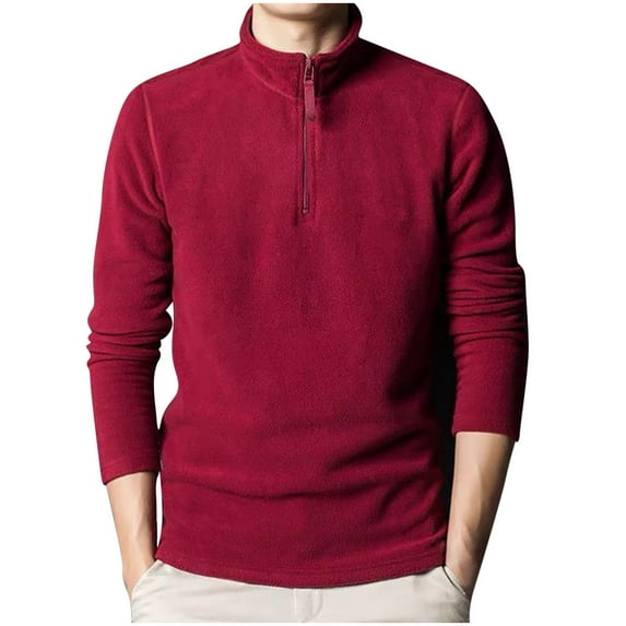 Men's Fleece Sweater Half Zip Turtleneck Long Sleeve Pullover Sweaters Warm Soft Solid Color Casual Outdoor Sweater