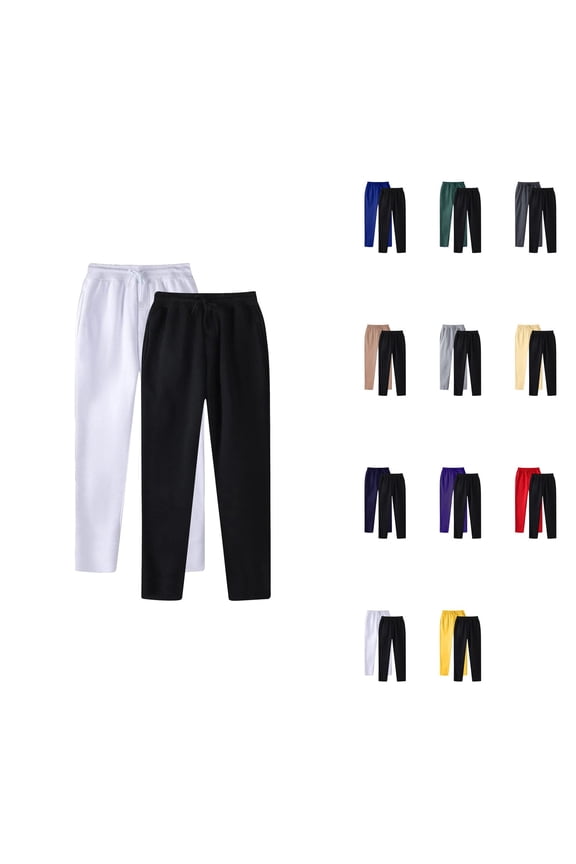 Men's Sweatpants, Casual Cargo Joggers with Elastic Waist & Drawstring, Baggy Track Pants with Pockets 2-Pack