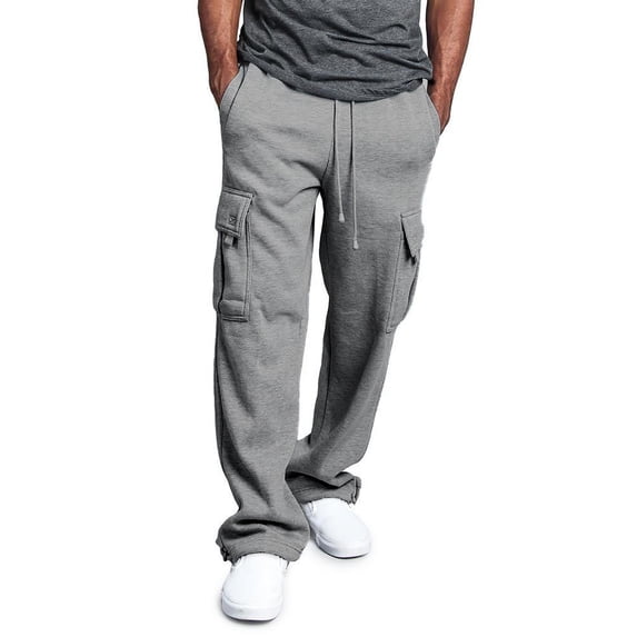 Men's Fleece Sweatpants Drawstring Stretch Elastic Waist Jogger Sports Pants Solid Color Sports Trousers Breathable
