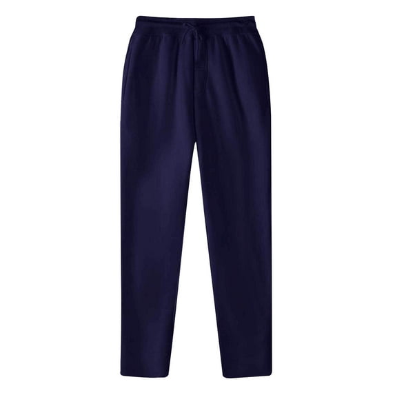 Men's Fleece Sweatpants, Men Sport Running Pants, Male Drawstring Elastic Waist Straight Leg Long Trousers with Multi Pockets