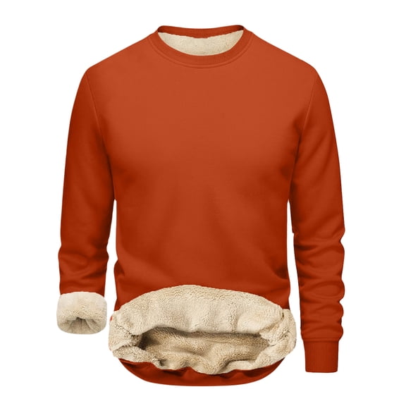 Men's Fleece Sweatshirt Sherpa Lined Crewneck Basic Winter Thick Warm Pullover Tops