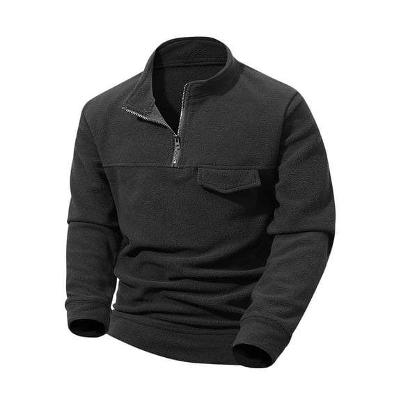 Men's Fleece Sweatshirts V Neck 1/4 Zip Pullover Sweatshirt Fall Winter Regular Velvet Sweatshirts Warm Sweater Sweat Tops Outwears XL