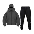 thumbnail image 1 of Men's Fleece Sweatsuit Full Zip Long Sleeve Double Hooded Sweatshirt and Sweatpant 2 Piece Fall Fashion Soft Tracksuit Sets Outfits, 1 of 3