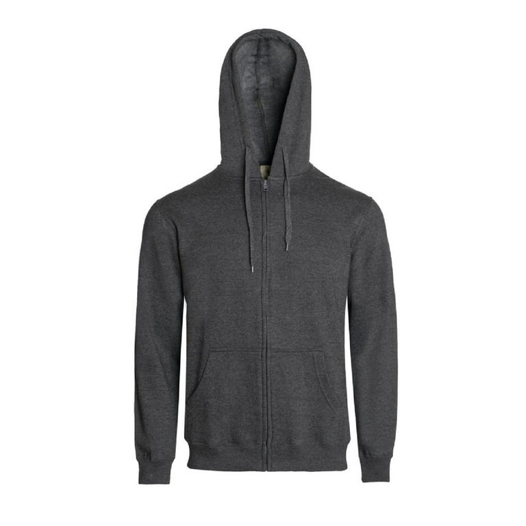 Men s Fleece Thin Solid Cotton Polyester Blend Hooded Zip Up Hoodie Sweater