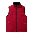 thumbnail image 1 of Men's Fleece Vest Outerwear Winter Warm Stand Collar Full Zip Jacket Sleeveless Fuzzy Coat with Zipper Pockets (5XL, Red), 1 of 5