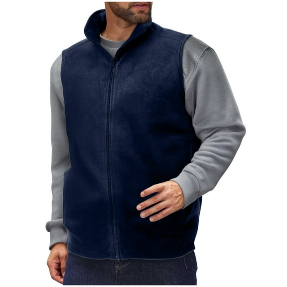 Men's Fleece Vest Solid Color Lightweight Warm Zip Up Polar Vests Sleeveless Outerwear Golf Vests
