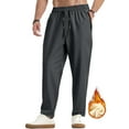 thumbnail image 1 of Men's Fleece Warm Drawstring Baggy Sweatpants Solid Color Casual Running Sport Trousers with Pockets, 1 of 4