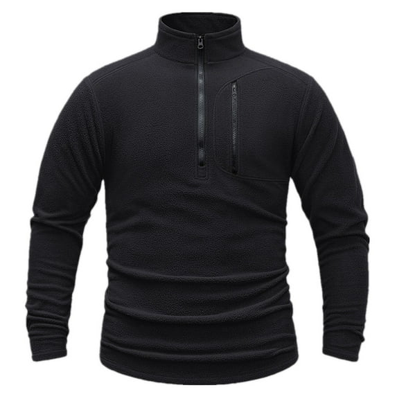 Men's Fleece Warm Spring Solid Color Pullover Stand-Up Collar Jacket 1/4 Zip Cargo Sweatshirts Workout Golf Coat