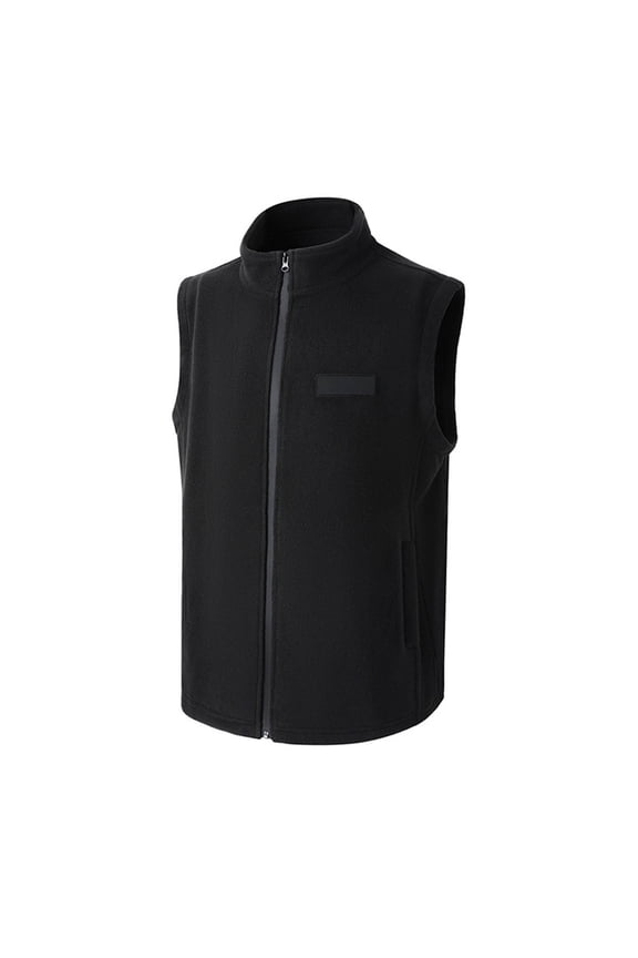 Men's Fleece Winter Vest Sleeveless Warm Stand Collar Zip Up Jackets Thicken Outdoor Lining Waistcoat with Pockets