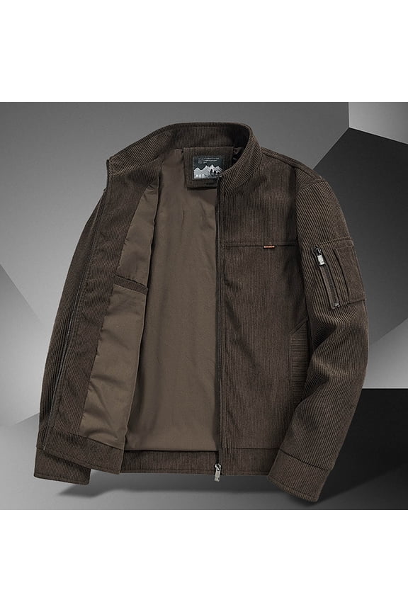 Men's Fleece Zip Jacket Lightweight Stand Collar Jackets Soft Warm Windproof Casual Coats Men Casual Solid Color Zipper Pocket Long Sleeve Hoodless Outwear Jackets
